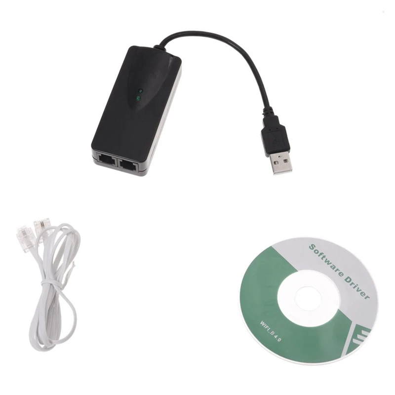 

2 Ports USB 56K External Dial Up Data Fax Modem V.90/92 For Win7 32 64 Bit XP