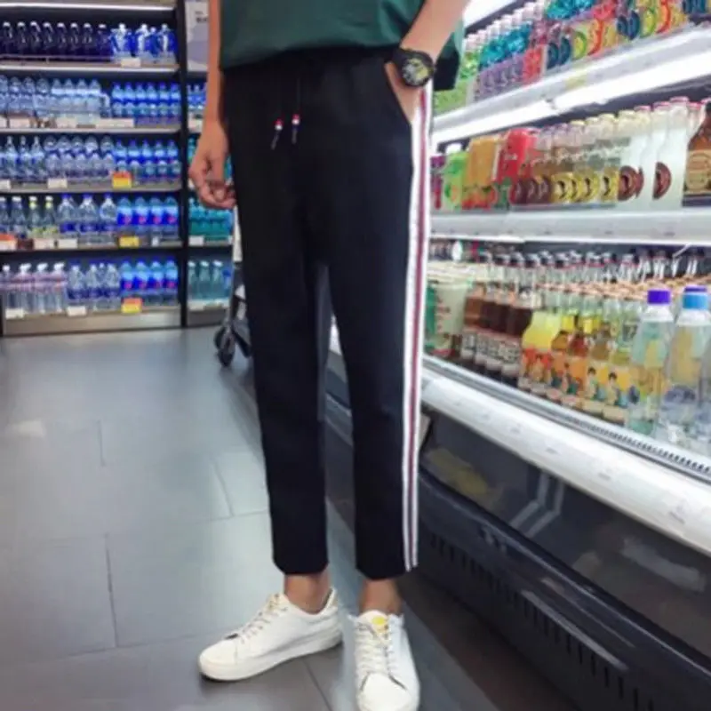 Женские брюки в полоску с высокой талией спортивные для бега прямые повседневные