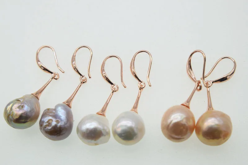 Pendientes de gancho keshi reborn barouqe, perlas de agua dulce, blancas y rosas, 9-12mm, venta al por mayor, cuentas naturales, FPPJ estilo único, un par