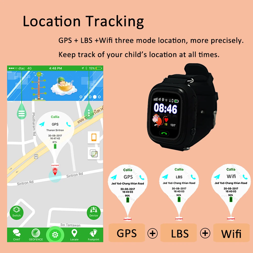 Новое поступление Q90 GPS телефон позиционирование модные WIFI детские часы 1 22 дюйма