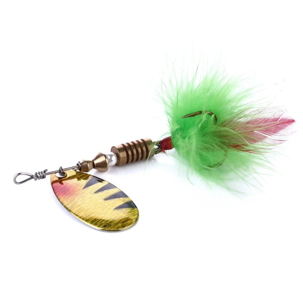 

HENGJIA Long Spoon Bait Feather Hooks 7cm 5.5g Metal 4pcs Sequins Fishing Lures Spinner Fishing Wobblers For Bass