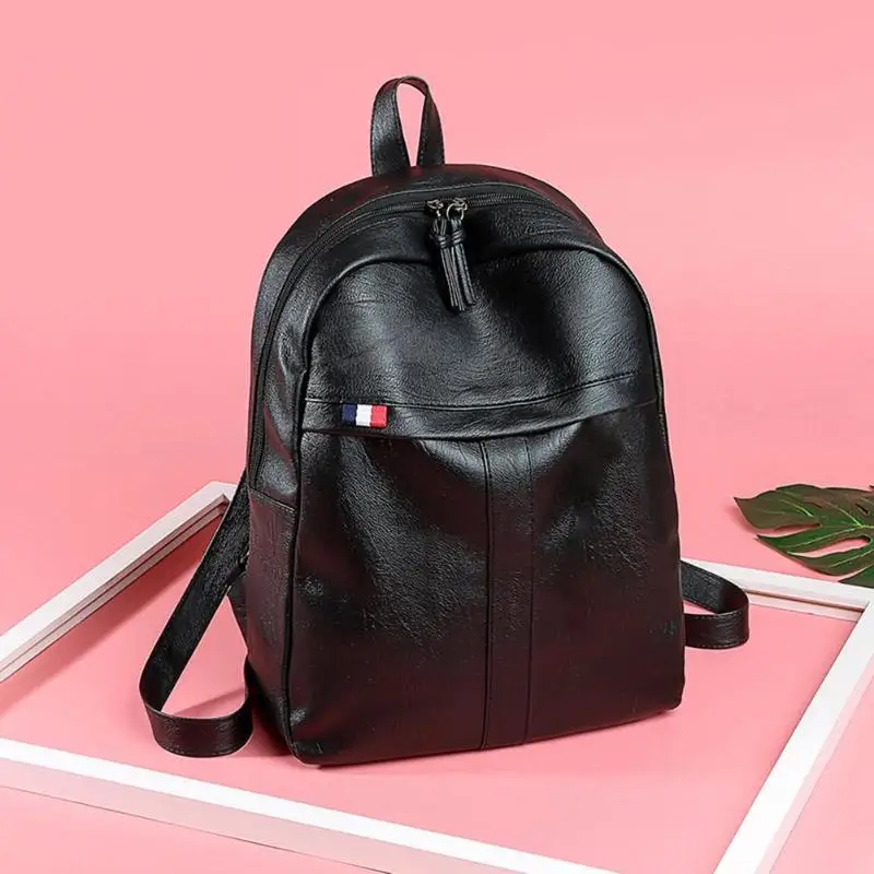 Большие вместительные рюкзаки из искусственной кожи женские одноцветные