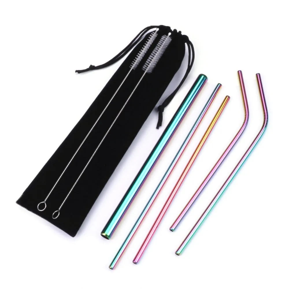 5/7 шт./компл. многоразовые металлические соломинки из нержавеющей стали 304