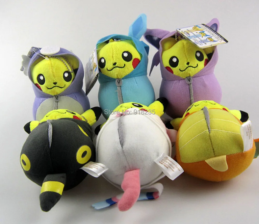 6 шт. Пикачу косплей Sylveon Charizard Umbreon Espeon vaporion 15 см плюшевый брелок подвеска спальный
