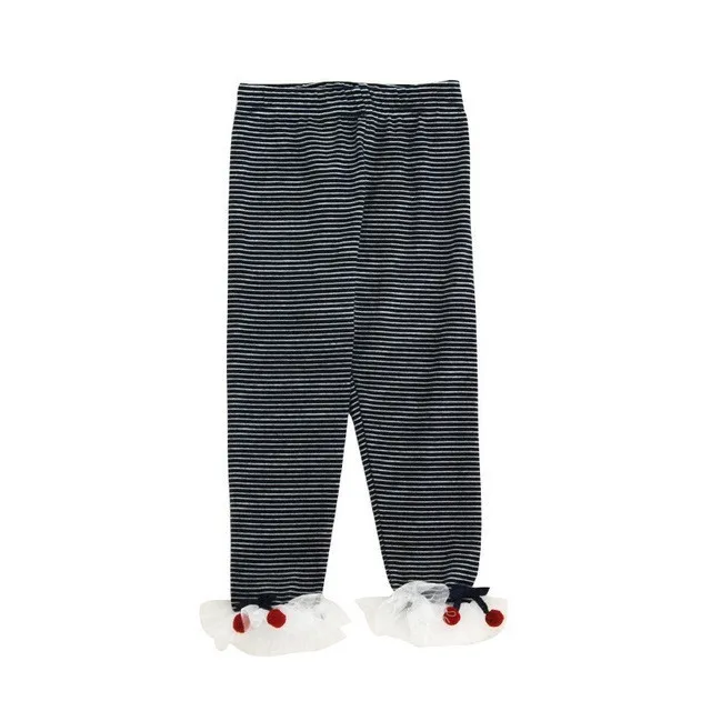 Леггинсы для девочек модные брюки с оборками в виде вишни хлопковые полоску на