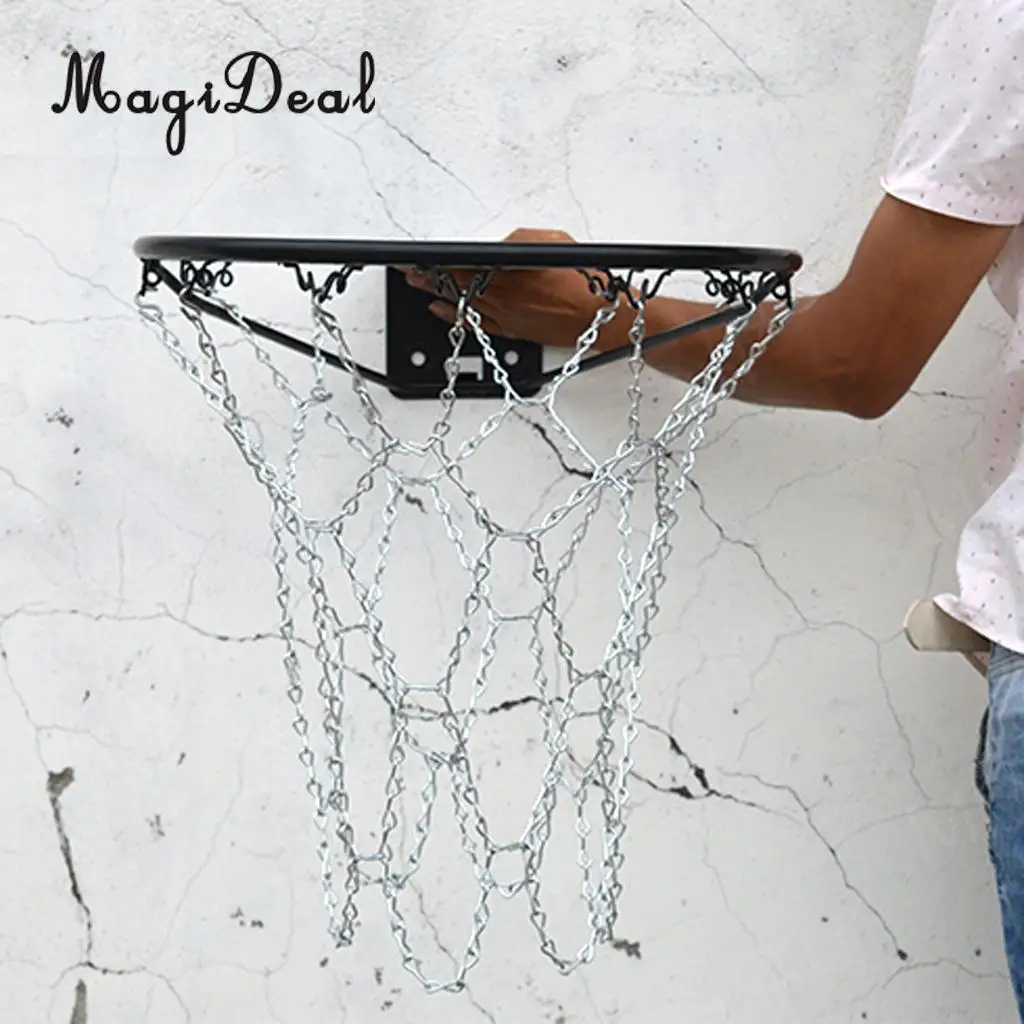 Баскетбольная сетка MagiDeal сверхпрочная металлическая баскетбольная со звеньями