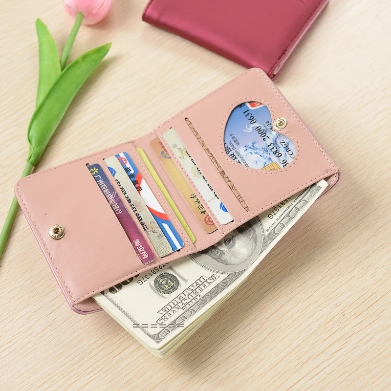 Женский короткий кошелек Корейская версия 2019 тонкий студенческий мини 2 папки