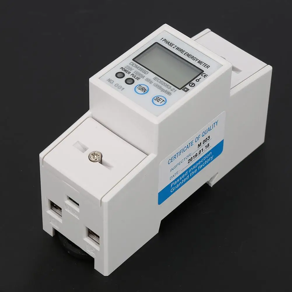 Single Phase 2P LCD Din Rail Electricity Power Consumption Wattmeter Energy Mete DDM35SD 15-60A High Quality | Инструменты