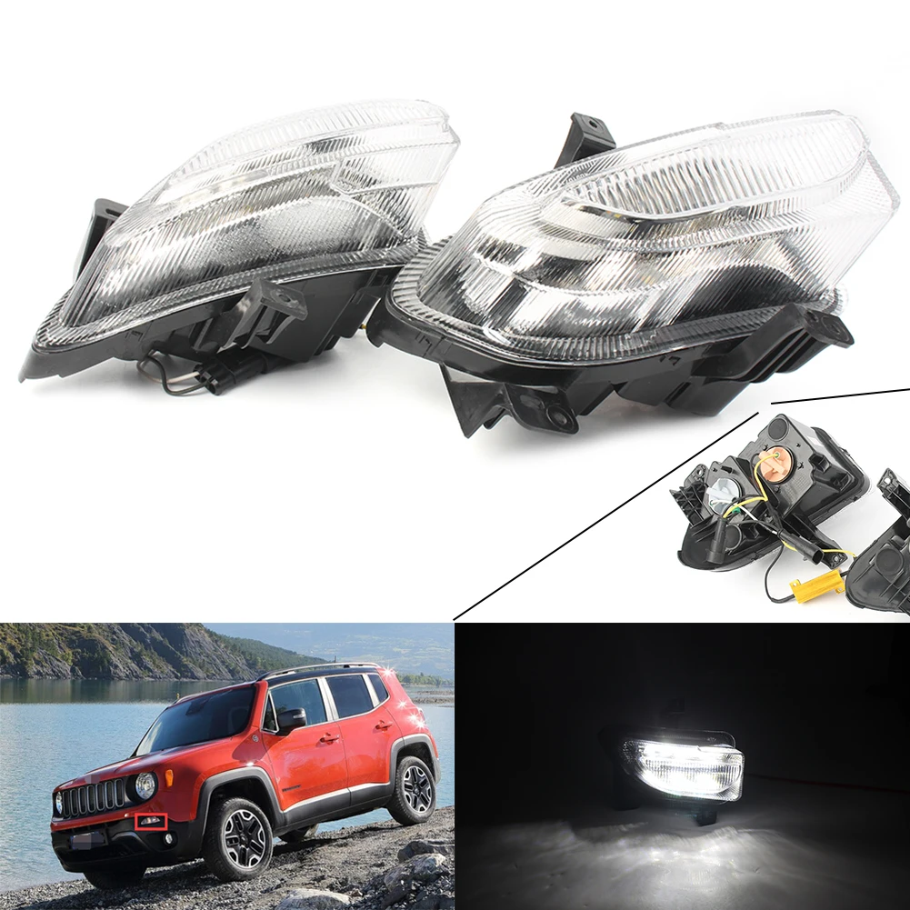 Чистый светодиодный дневные ходовые огни с поворотниками Для Jeep Renegade 2014 2015 2016 14 15