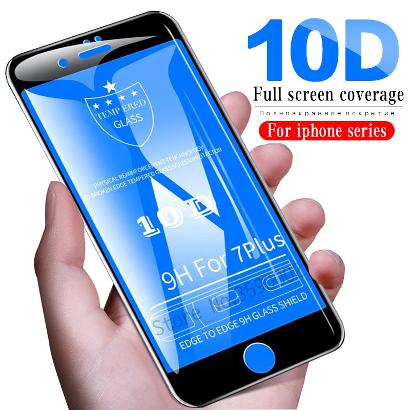 Защитное стекло 10D для iPhone X XR XS MAX Apple iphone 6 S 7 8 plus Защита экрана защитная