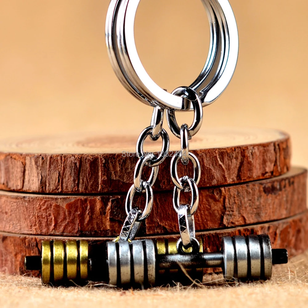

1000 pcs/lot Dumbbell Key Chain Key Ring Metal Chain Fitness Charms Sport Fan Souvenir Promotion Gift Pendant