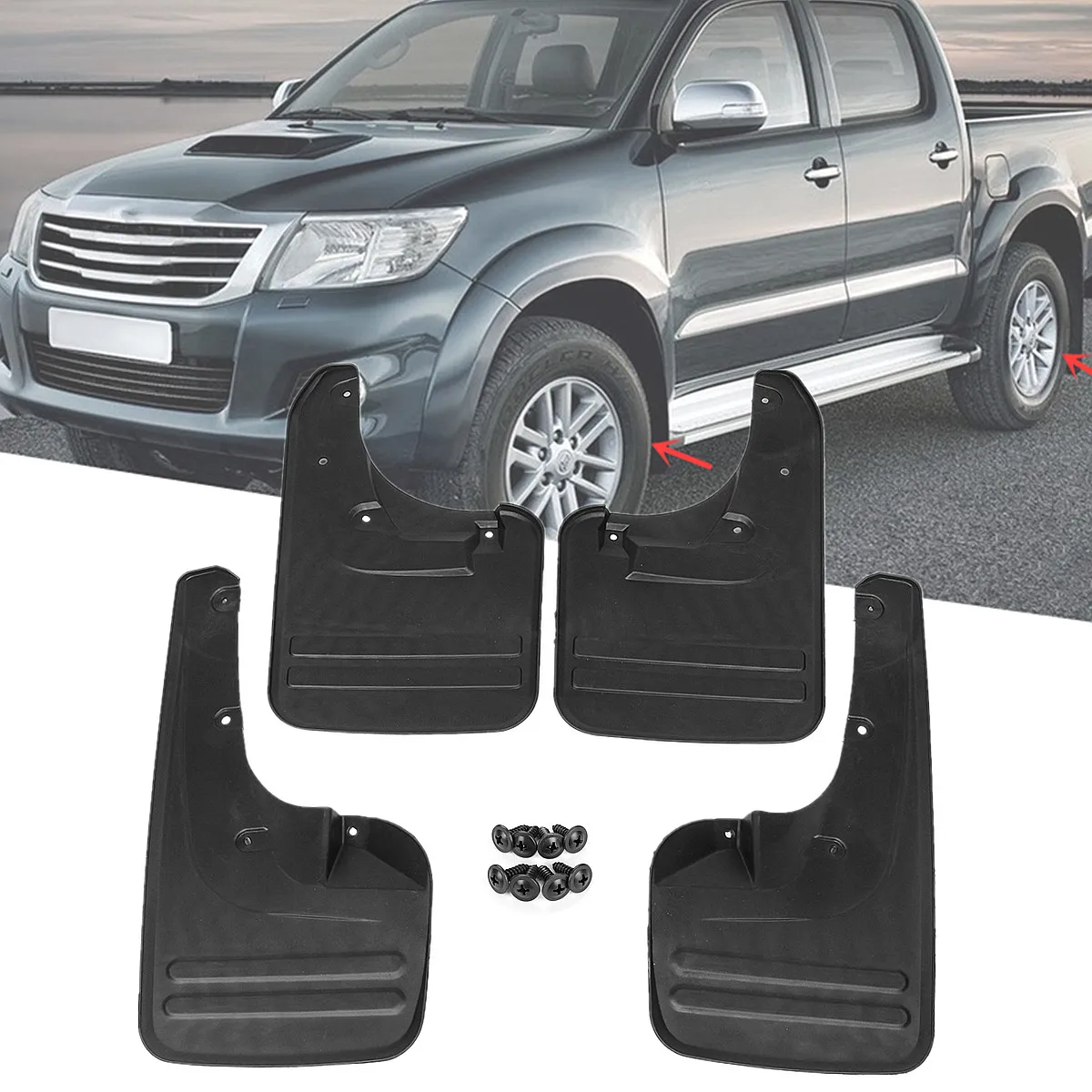 4x передние и задние брызговики Брызговики крыло для Toyota Hilux Vigo 2005 2014 Пластиковые