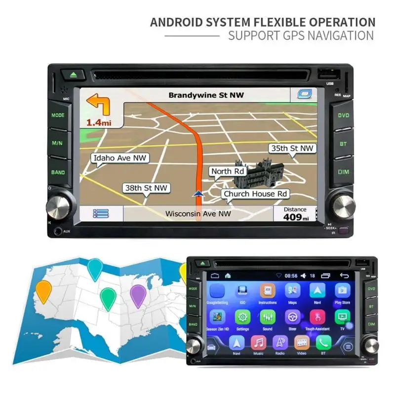 VODOOL 6.2in сенсорный экран Многоязычная gps навигационная камера Bluetooth WiFi