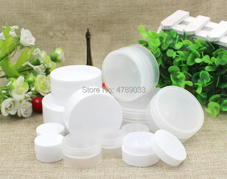 

3g 5g 10g 30g 50g 100g PP Face Cream Jar boxes 50pcs Plastic Empty Cosmetic Container Small Sample Makeup Sub-bottling
