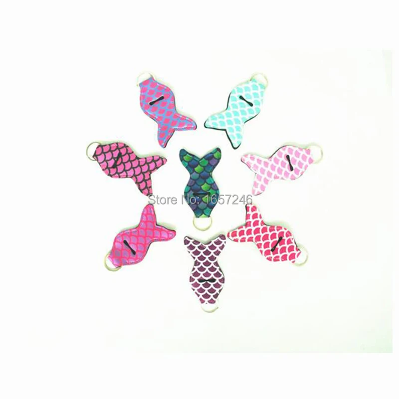 500pcs newest style high quality mermaid chapstick holder neoprene keychain holders monogram | Дом и сад