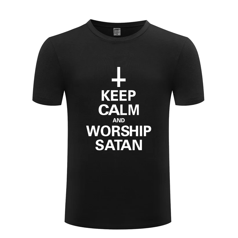 

Keep Calm and Worship Satan - Demon Gothic Emo 666 Men T Shirt Tshirt 2018 Short Sleeve O Neck Cotton Casual T-shirt Top Tee