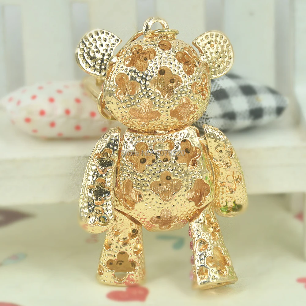 Милый ювелирный медведь брелок кулон в виде животного для ключей хрустальные