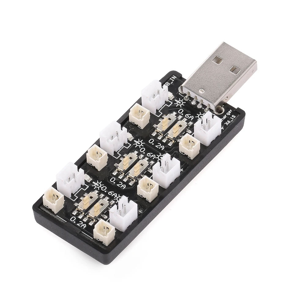 6 одновременно заряжаемых батарей 1S LiPo зарядное устройство USB полная зарядка