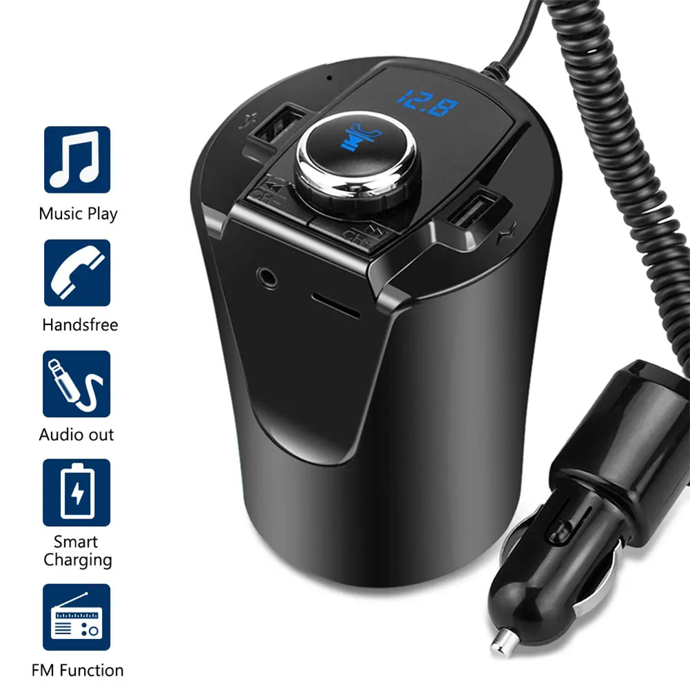 Автомобильный Bluetooth fm передатчик музыкальный плеер держатель для чашки