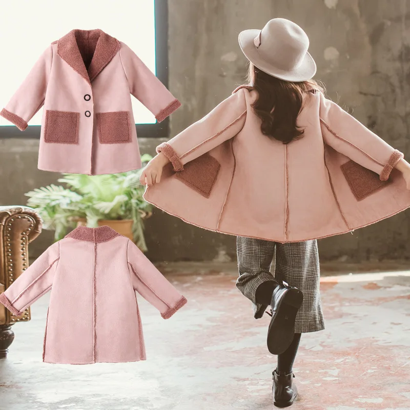 Children's Garment Deerskin Overcoat Korean 2018 Autumn And Winter New Pattern Child Fashion Girl Windbreaker |