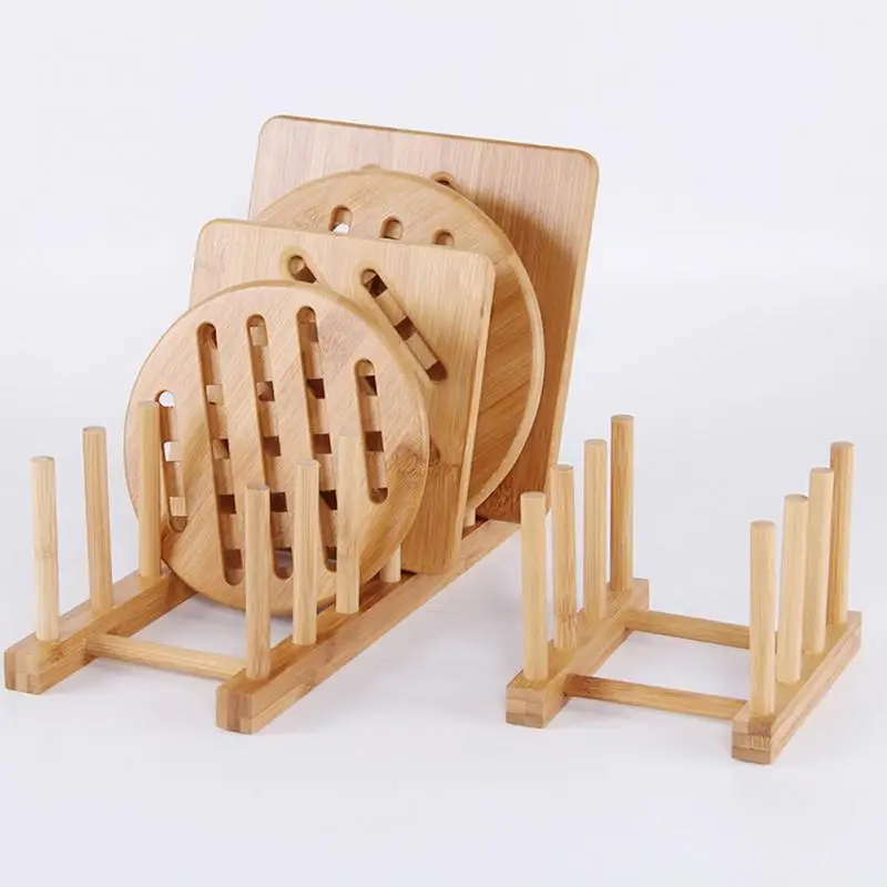 Бамбуковая стойка для посуды кухонные полочки органайзеры пластиковые тарелки