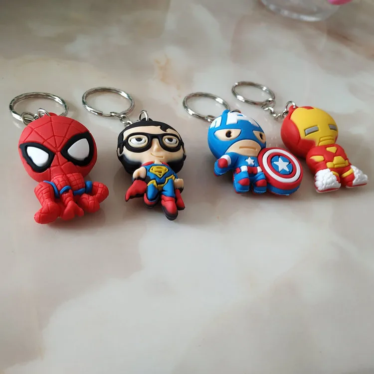 30pcs per lot Avengers superhero 3D keychains superman spiderman iron man captain America cute gifts | Украшения и аксессуары