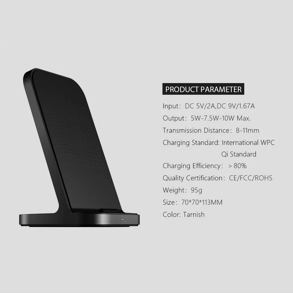 TS20 быстрое Qi Беспроводное зарядное устройство Держатель для Samsung S9 Plus IPhone 8/X Q5C0 |