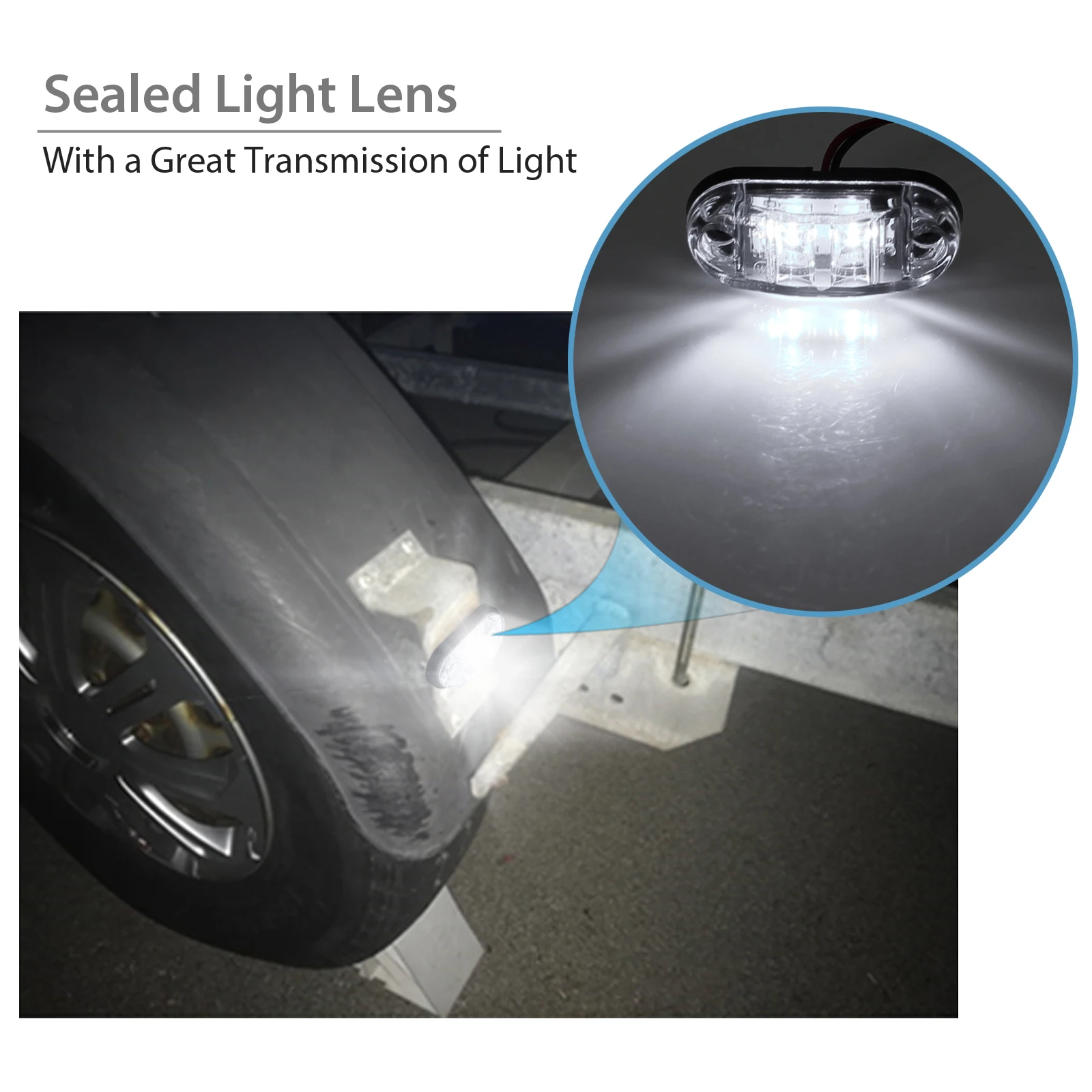 Justech 4 pcs LED Front Side Marker Indicator Light 12V 24V Car Truck Van Trailers White | Автомобили и мотоциклы
