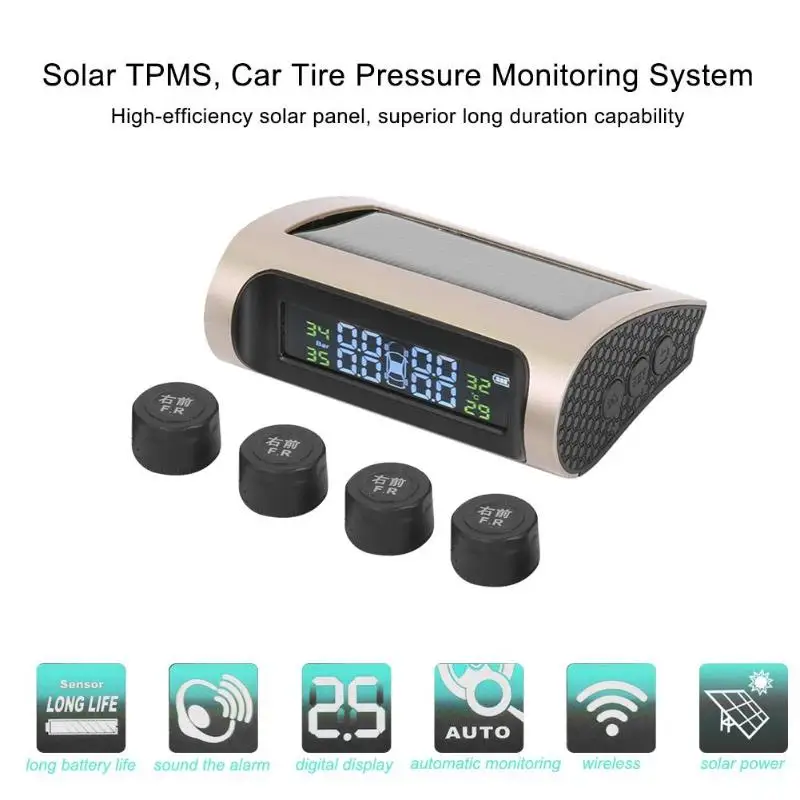 MultifunctionSolar TPMS ЖК дисплей автомобильная система контроля давления в шинах 4