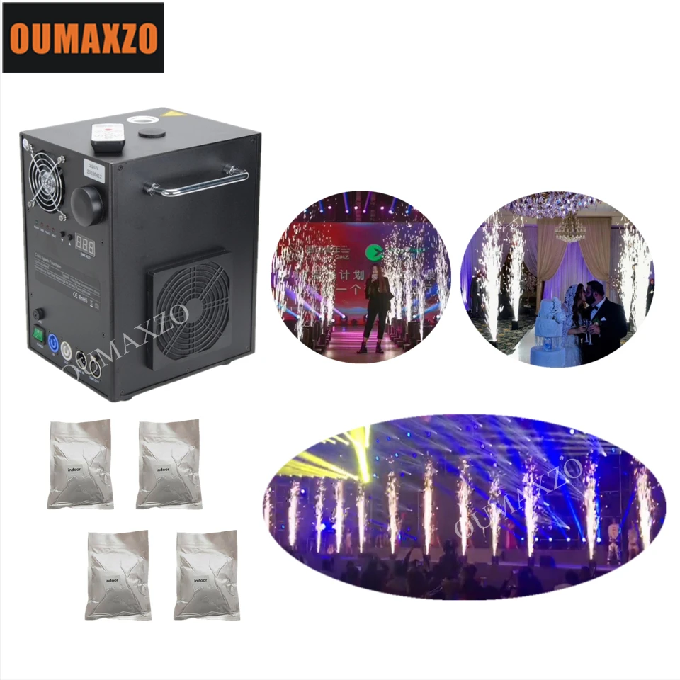 

1pc Cold Spark Firework With 4 Bags Powder 400W Electric Cold Spark Firework Machine Remote And Dmx Control Wedding Celebration