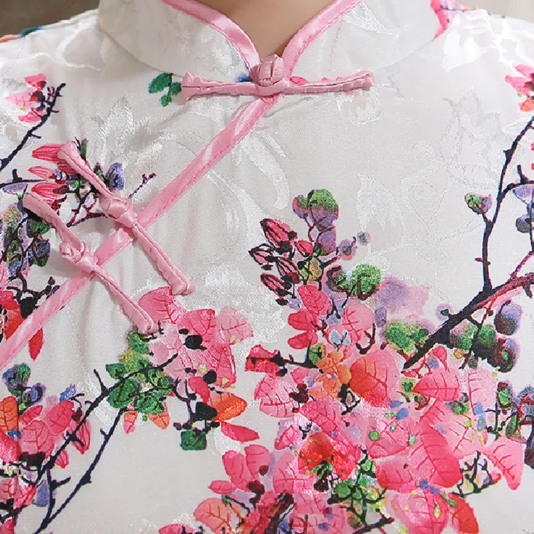 Китайское Qipao Qi Pao платья Короткие Розовые фиолетовые Cheongsam повседневные летние
