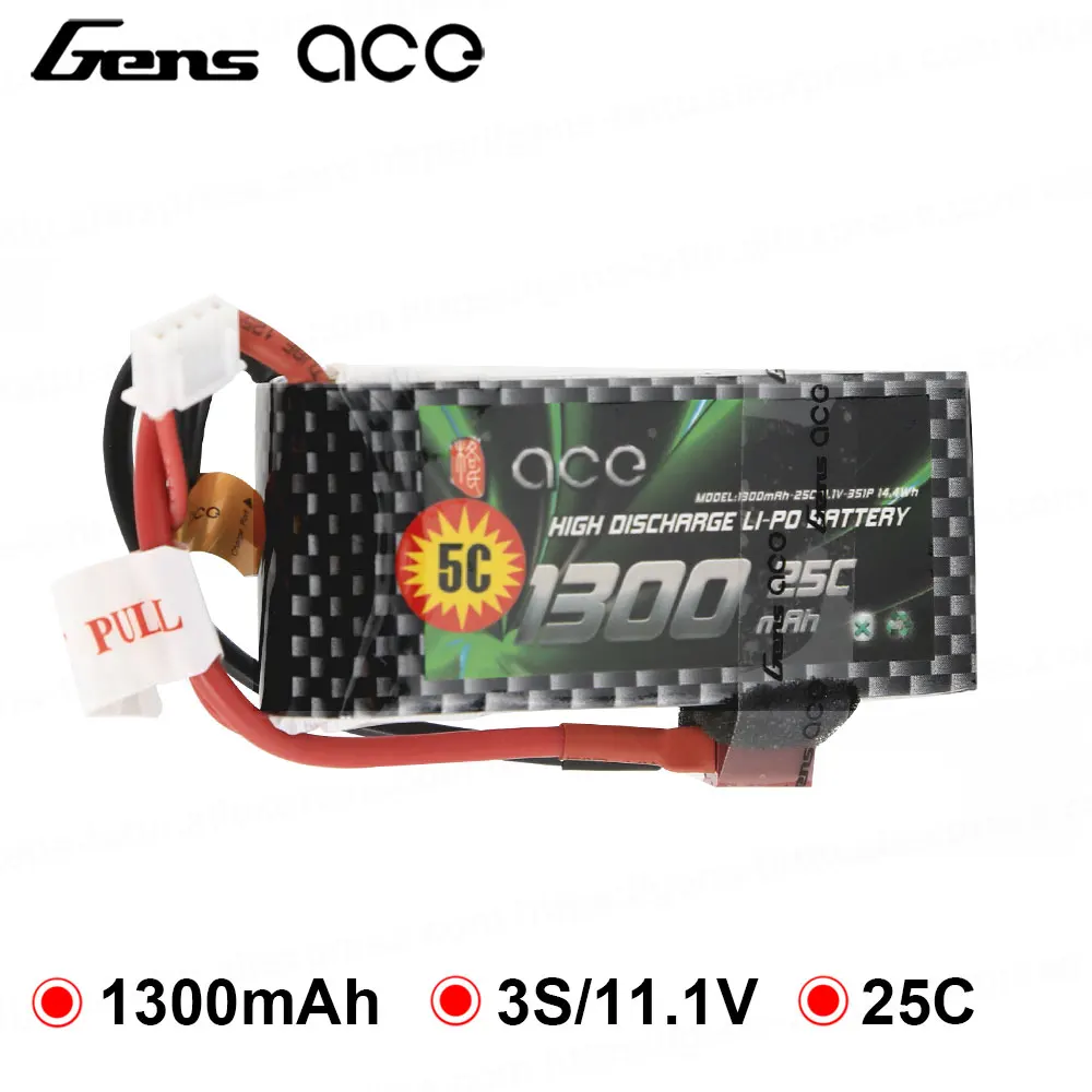 Аккумуляторная батарея Gens ace Lipo 11 1 В 1300 мА/ч 3S 25C с разъемом Deans для