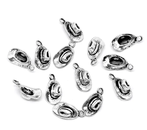 DoreenBeads 50 Серебряный Цвет Очаровательная ковбойская шляпа Подвески 17x8 мм (B10706)
