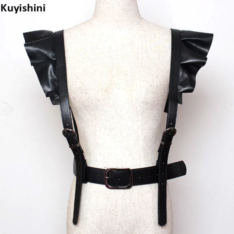Сексуальные ремни в стиле панк женские из искусственной кожи с зажимами бандаж