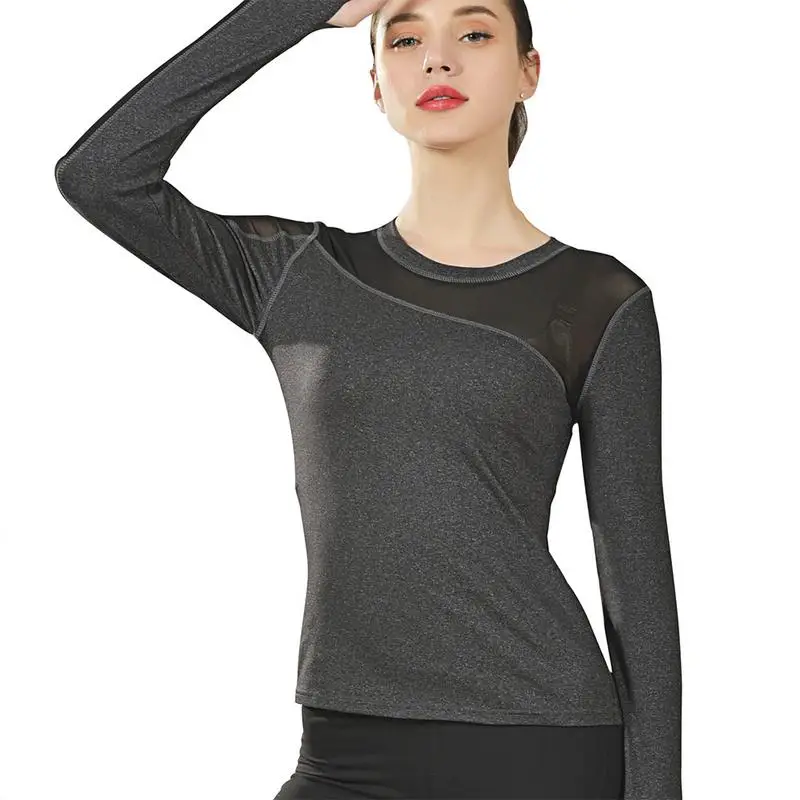 Yoga Clothes Spring And Summer Women's Tops Mesh Running Fitness Quick-drying Beauty Back Sports Long-sleeved T-shirt