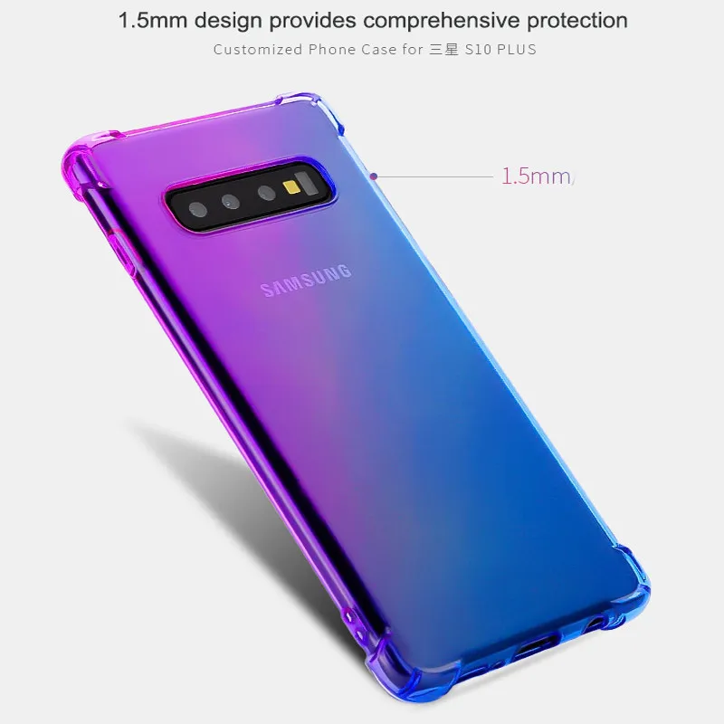 Чехол для Samsung Galaxy S10 Plus двухцветный мягкий силиконовый прозрачный чехол из ТПУ