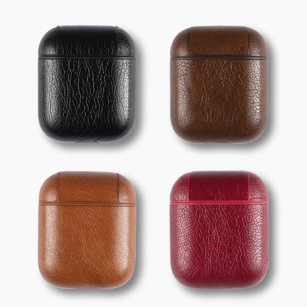 Защитный чехол для наушников CASEIER кожаный с узором Crazy Horse Airpods 1 2 беспроводных