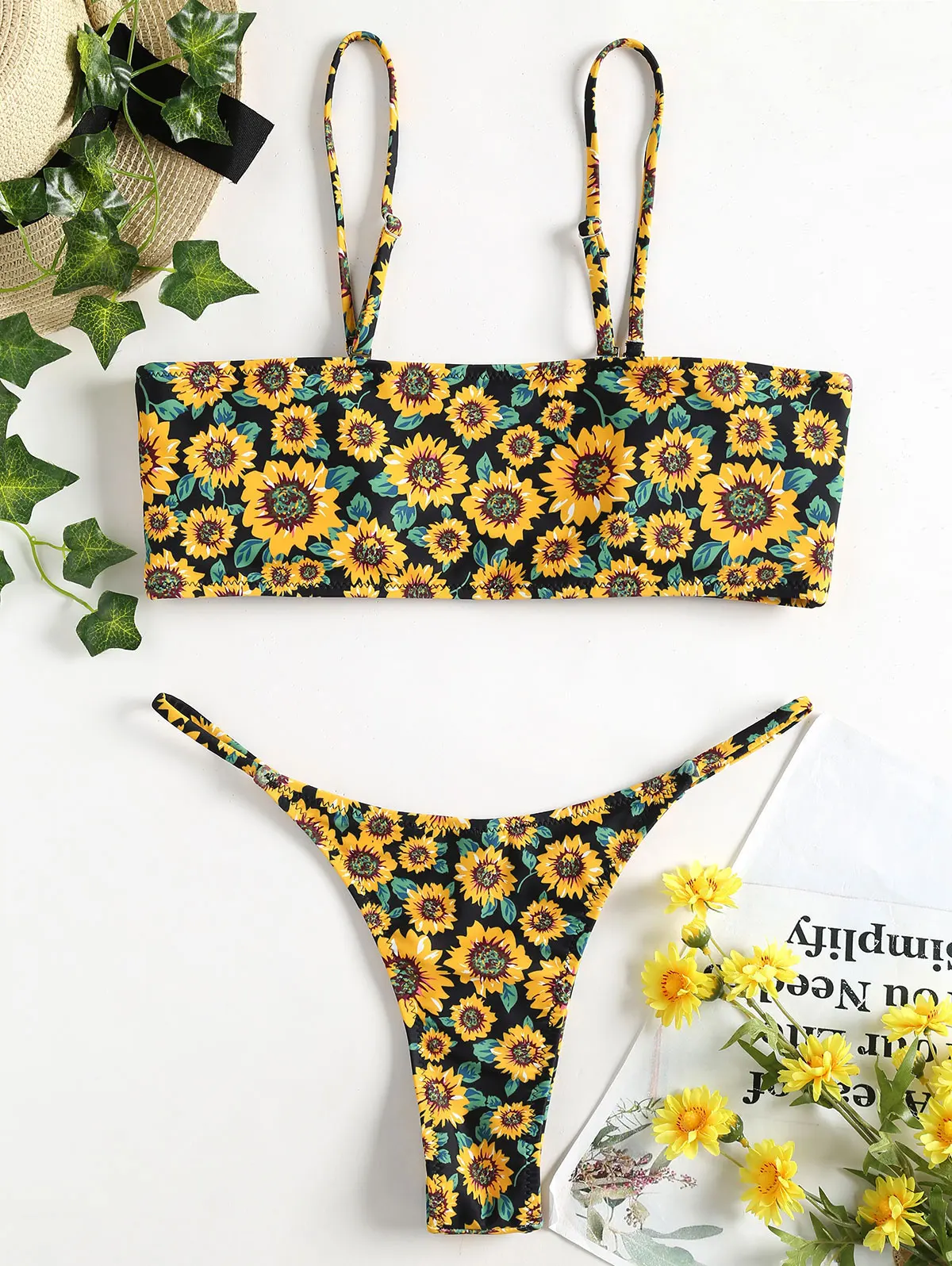 ZAFUL 2019 Бандо купальник с подсолнухом женский купальный костюм бикини сексуальный