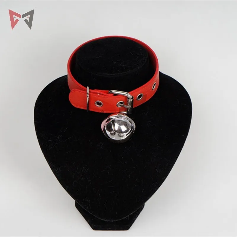 MMGG Cosplay Gothic Maid Harajuku Handmade white black red leather chain Bell Cat Meow Retro Punk Collar Choker Necklace | Украшения и