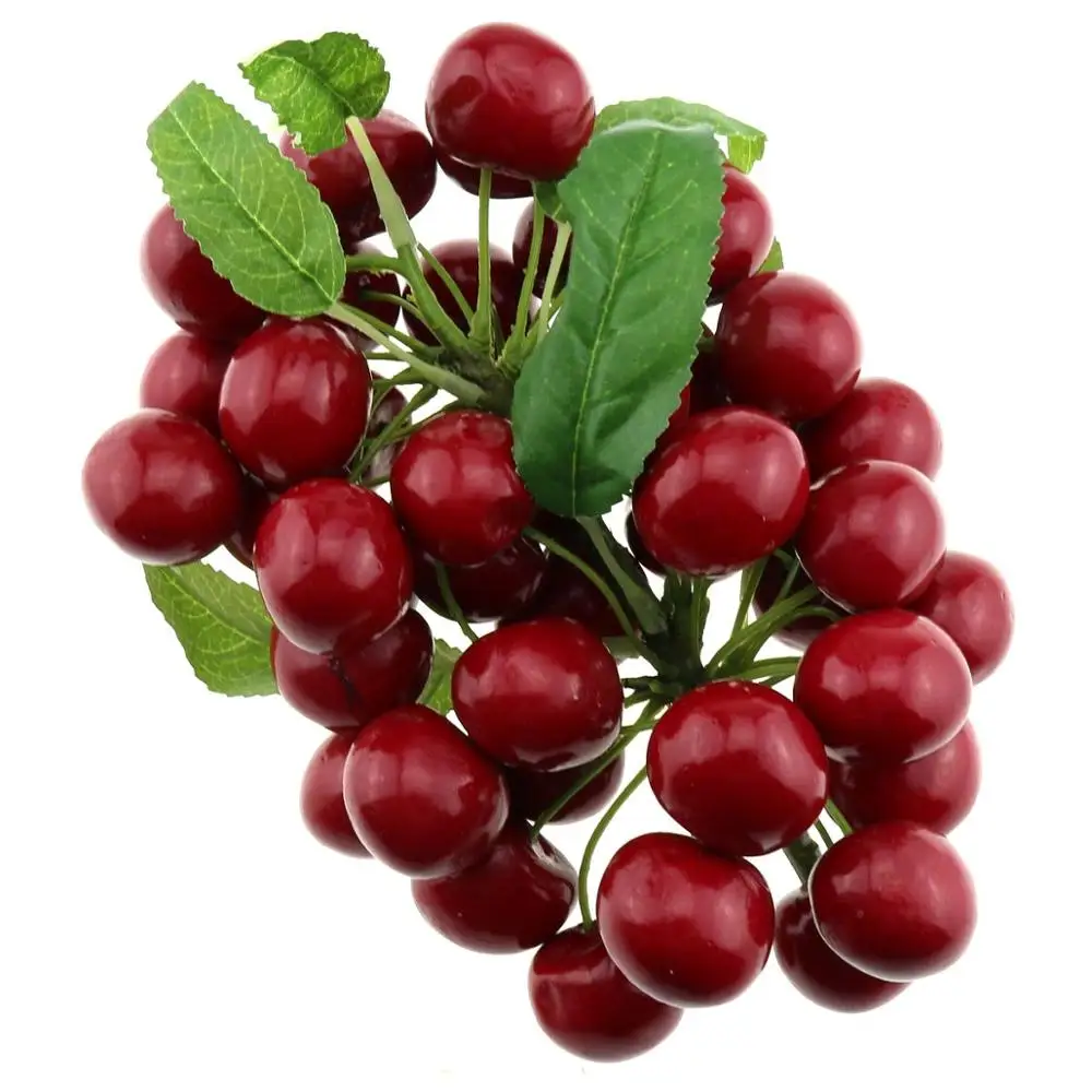 

Gresorth Fake Fruit Bunch Decoration Artificial Red Cherry Realistic Food Home Kitchen Shop Party Christmas Display