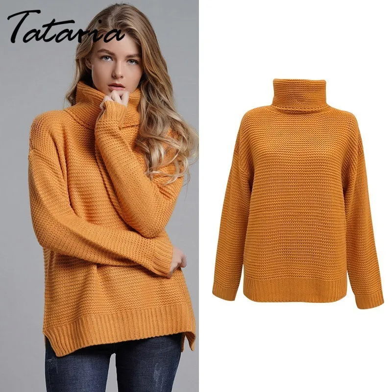 Women's Jumper Turtleneck Sweater Pullover Warm Christmas Coarse thick Winter Cable Knitted Oversized | Женская одежда