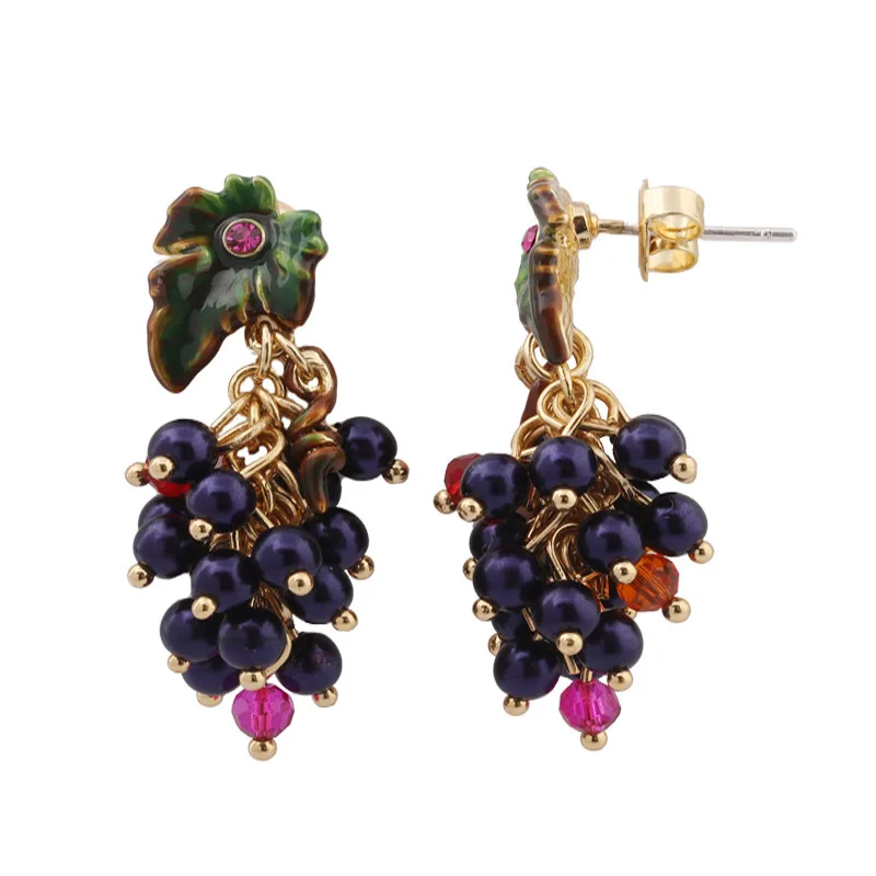 Free shipping high quality Enamel glaze purple grape flower earrings | Украшения и аксессуары
