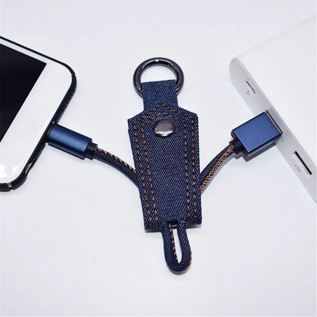 Горячие TTKK 2.1A джинсовый брелок USB быстрое зарядное устройство кабель подарок