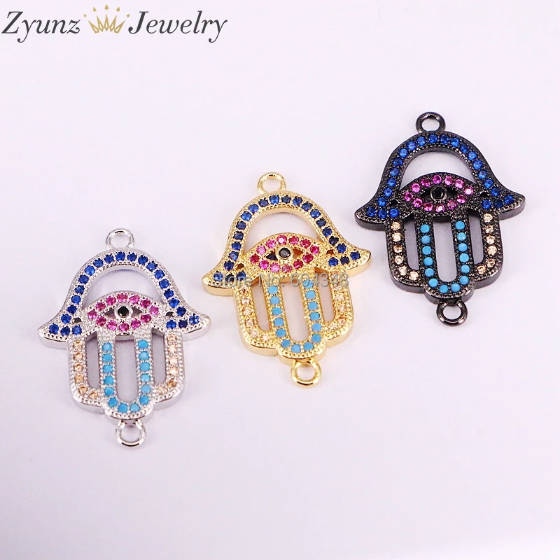10 шт. браслет на руку Micro Pave из ZYZ333-5055 фианита Хамса регулируемый скользящий