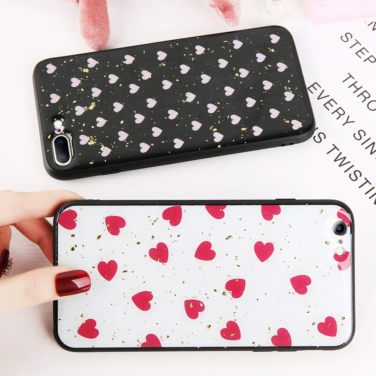 Lovebay Epoxy Glitter 3D Love Mobile Phone Case For IPhone X 6 6S 7 8 Hard Shell Plus XS MAX XR TPU Heart PC |