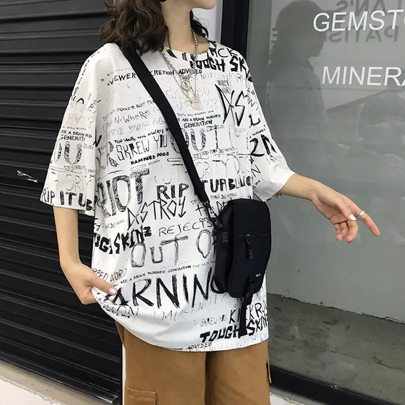 Пара футболка корейский 2019 Новый Harajuku Топ женские белые футболки с буквенным