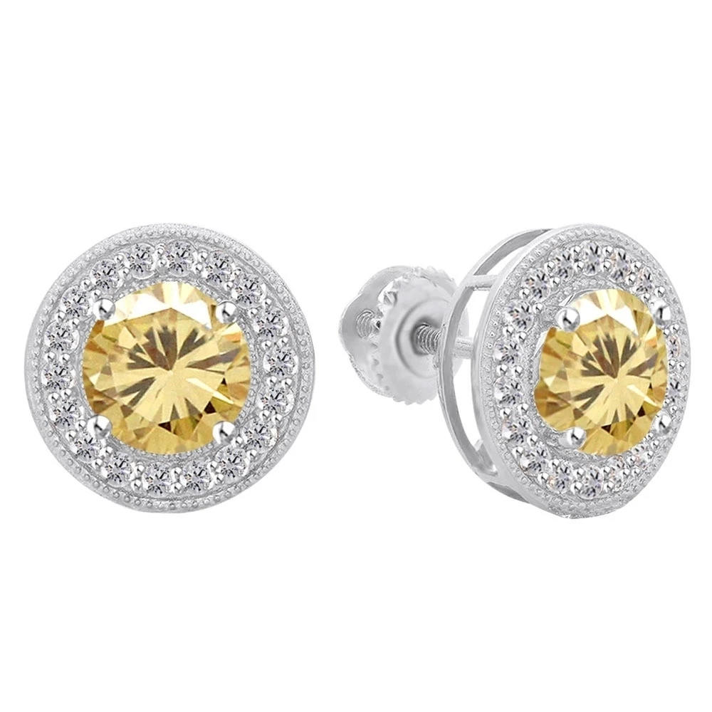 0 75 ct Золотой Муассанит солитер Halo Stud Earrings in 10 k White Gold|Серьги| |