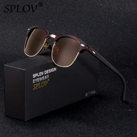 splov semi rimless polarized sunglasses men women vintage metal sun glasses classic half frame driving eyewear oculos de sol