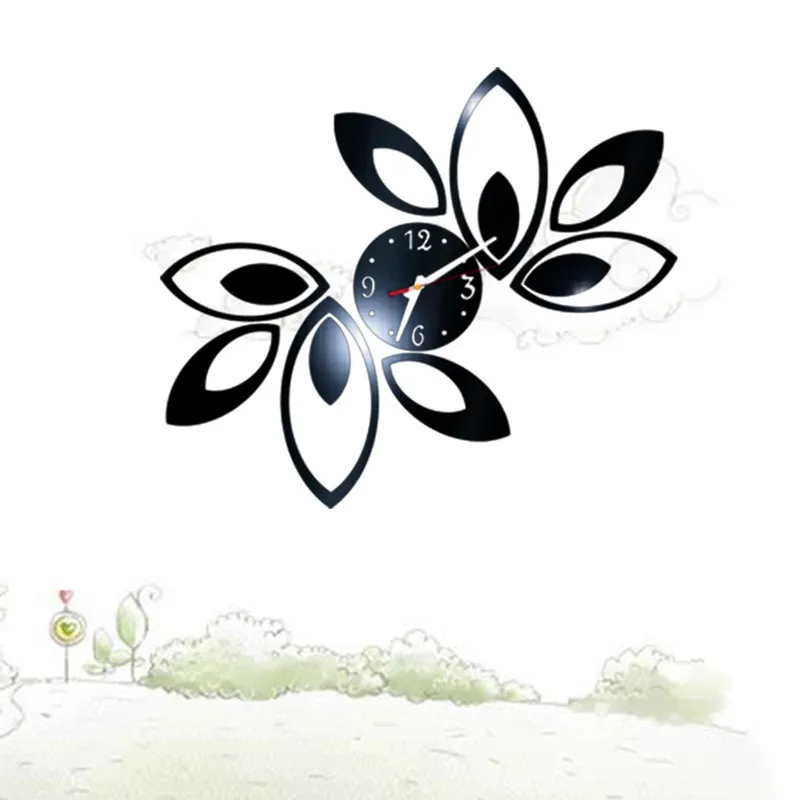 Flower Art Modern Luxury Design DIY Removable 3D Crystal Mirror Wall Clock Sticker Living Room Bedroom Decor | Дом и сад