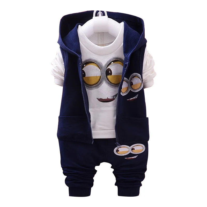 2018 Kids Clothes Minions Baby Boy/girl Clothing Set 3pcs Sport Suit Casual Children T-shirt + Pants+vest Boys Costume Child | Детская